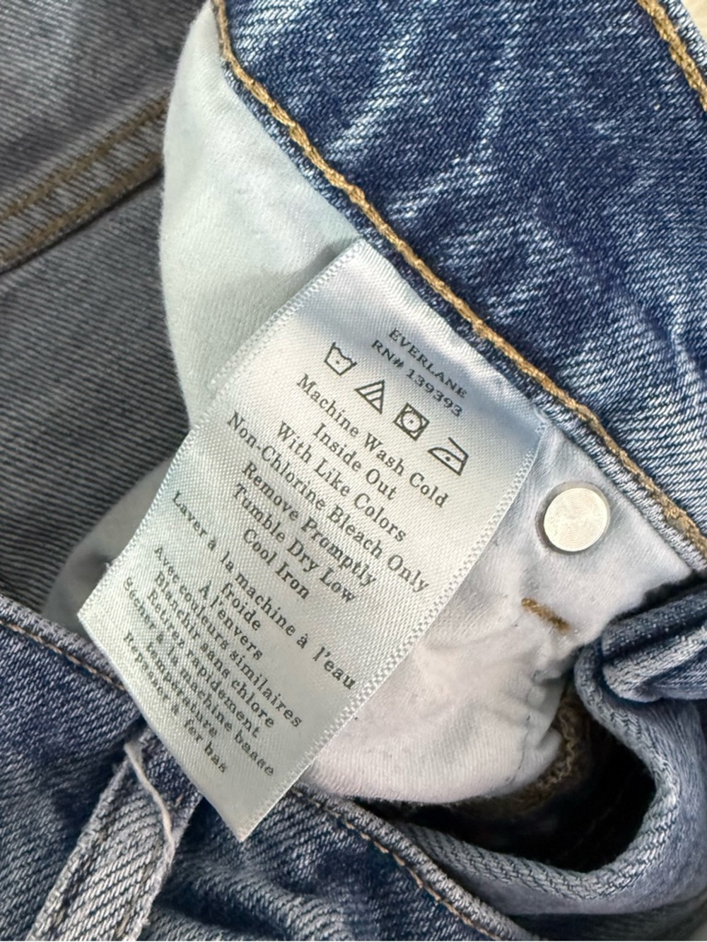 Everlane The Way-High Jean Size 25 High Rise Wide Leg Raw Hem Blue Denim - Picture 5 of 9